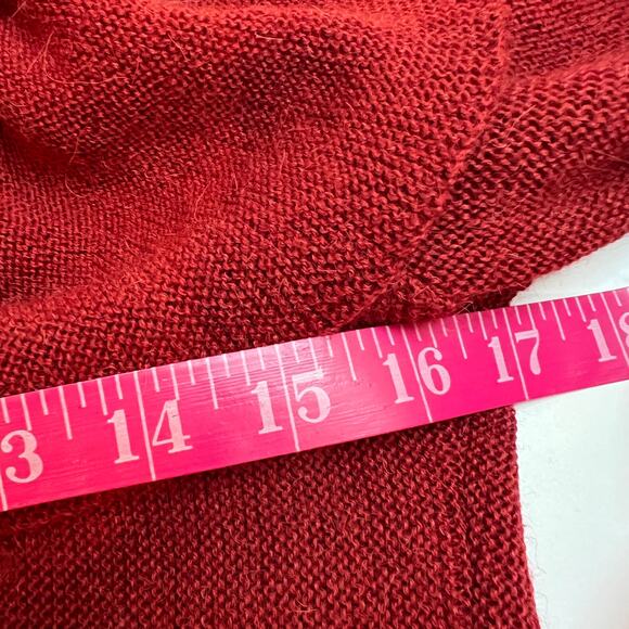 Beyond Threads Alpaca Wool Blend Cardigan Sweater Small Red Ruffle Bell Sleeves - Picture 9 of 10